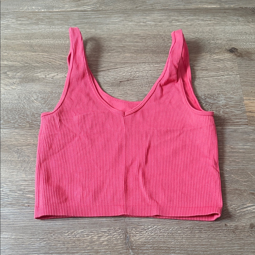 Pink Ribbed Women's Crop Top